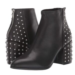 Steve‎ Madden Leather Ankle Boots 8 Black Silver Studs Bikercore Grunge Rockstar